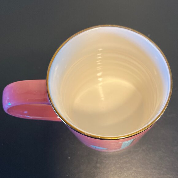 OPALHOUSE Letter J  Initial Monogram Pink & Metallic Gold Ceramic Mug ~ Ribbed - Picture 7 of 11